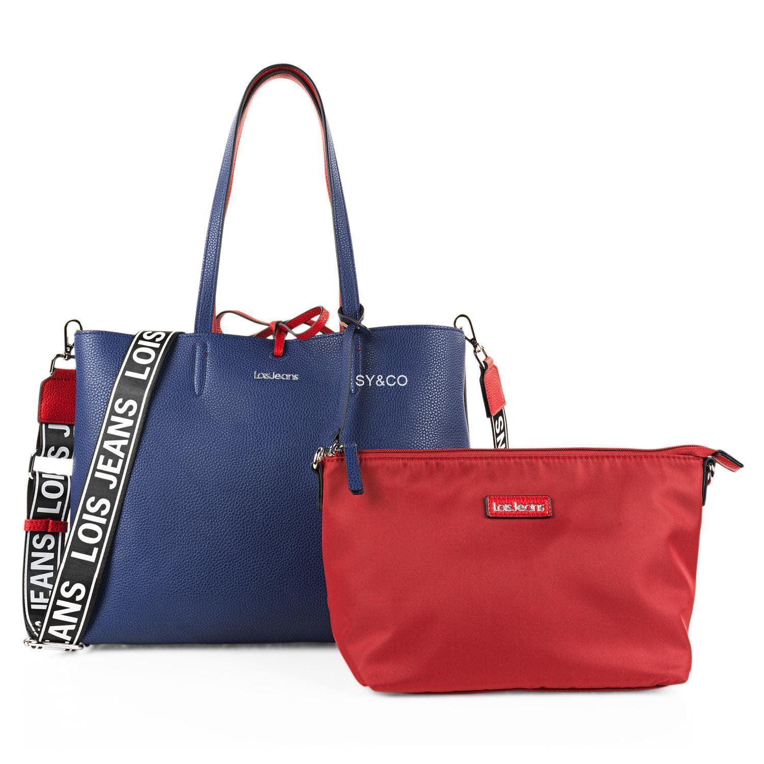 Bolso shopper reversible Lois marino y rojo Marcy - Imagen 6