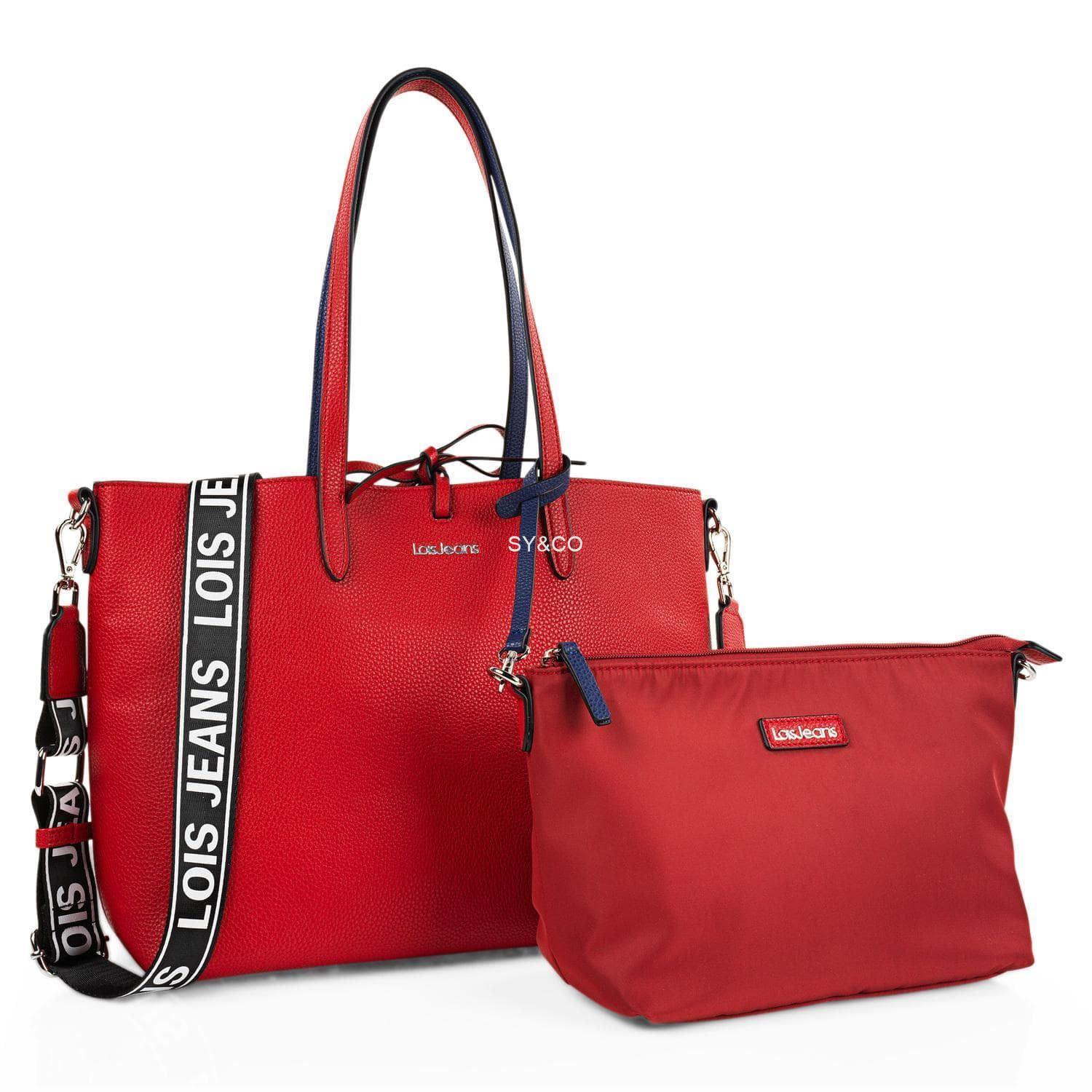 Bolso shopper reversible Lois marino y rojo Marcy - Imagen 7