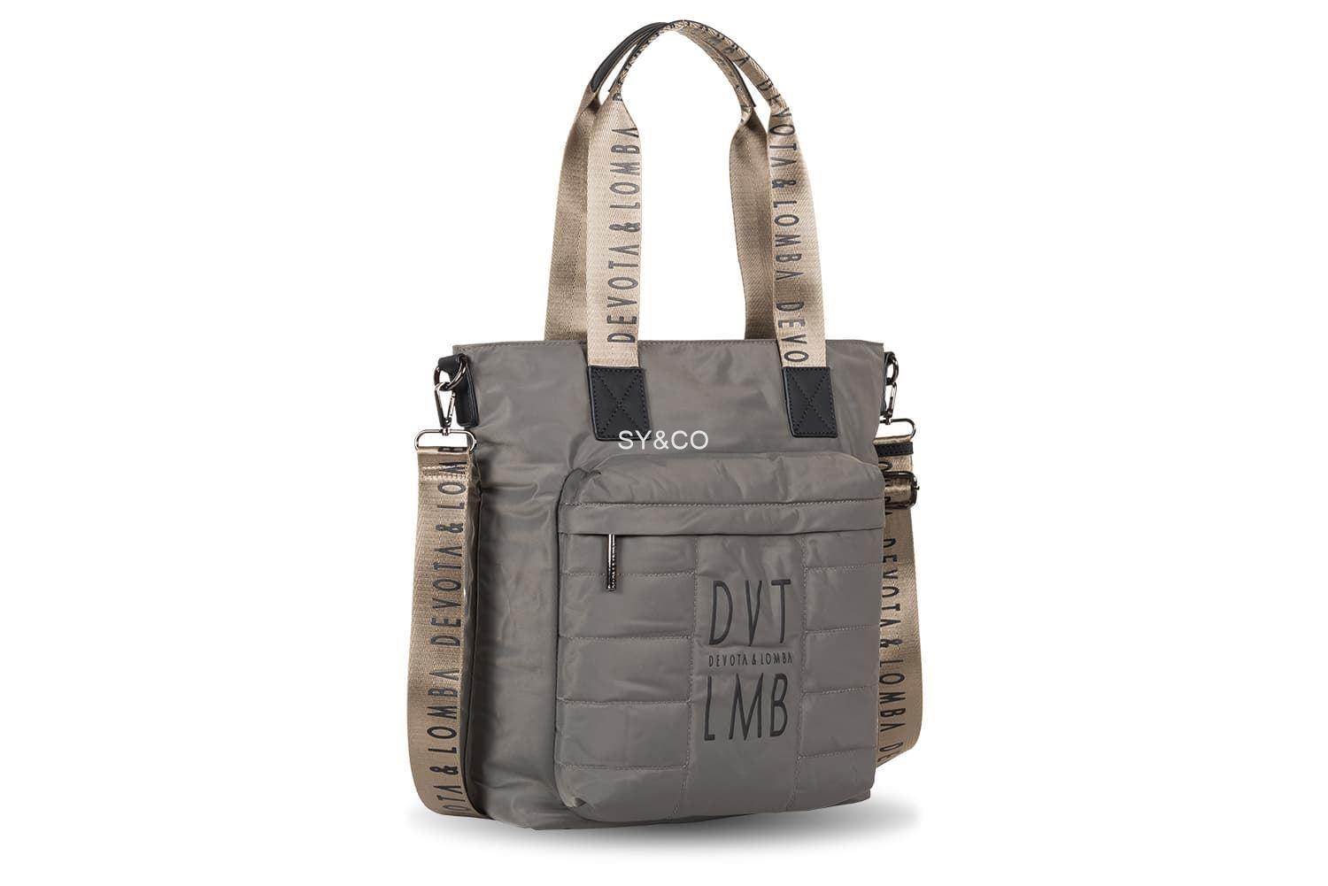 Bolso shopping Devota & lomba nylon reciclado Only taupe - Imagen 2