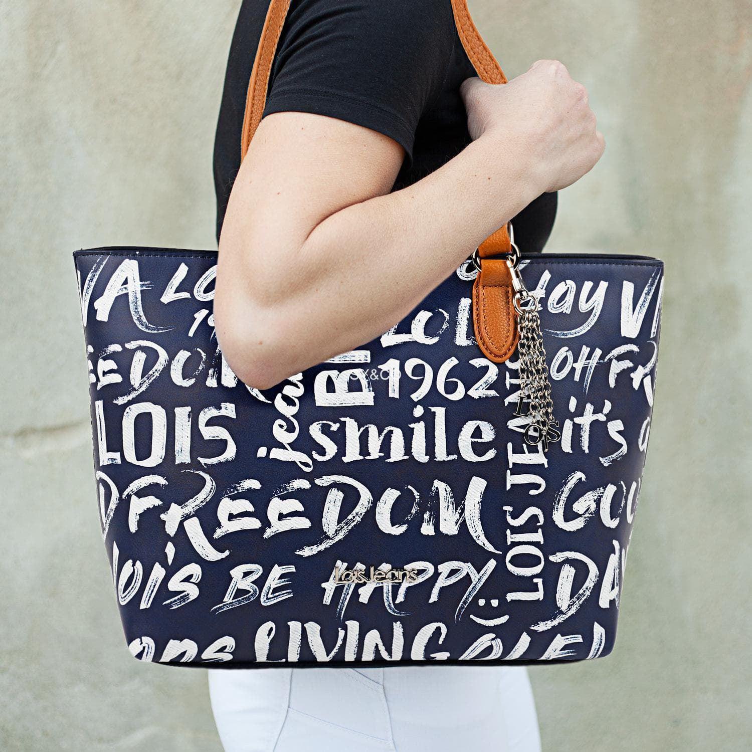 Bolso shopping Lois marino letras blancas Words - Imagen 2