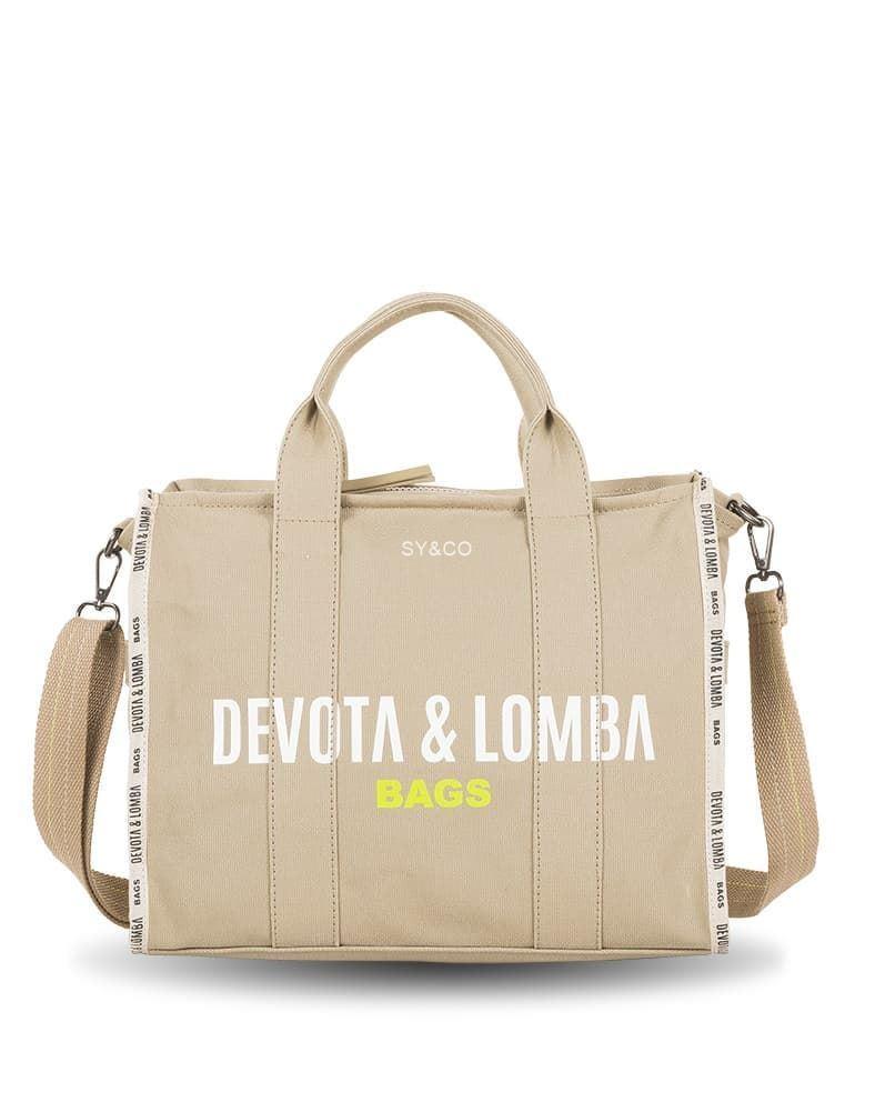 Bolso tote Devota & Lomba en lona beige Title - Imagen 1