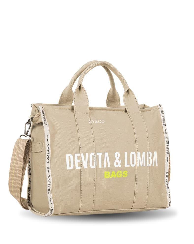 Bolso tote Devota & Lomba en lona beige Title - Imagen 2