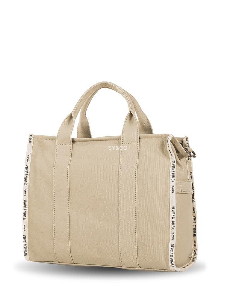 Bolso tote Devota & Lomba en lona beige Title - Imagen 3