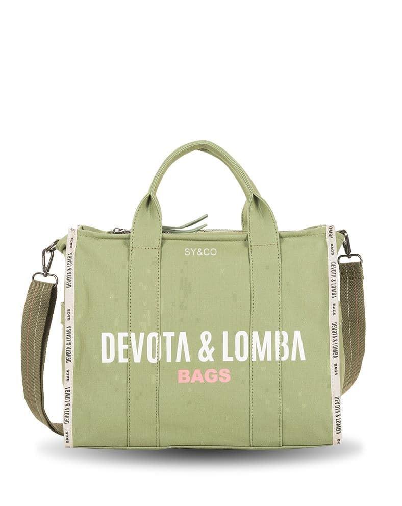 Bolso tote Devota & Lomba en lona verde Title - Imagen 1