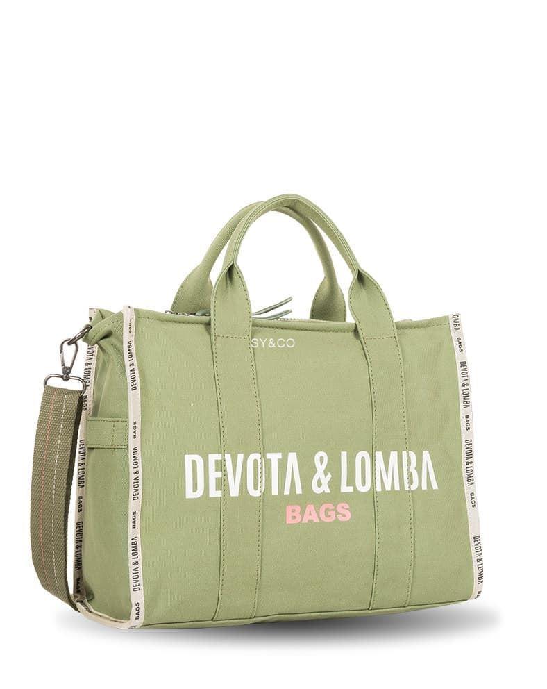 Bolso tote Devota & Lomba en lona verde Title - Imagen 2