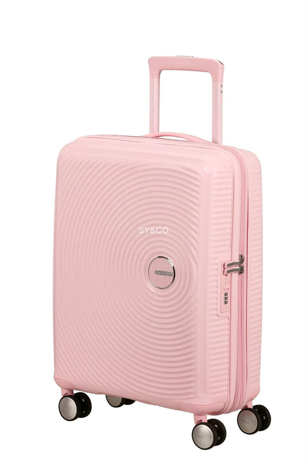 Maleta cabina American Tourister Soundbox rosa pastel 55cm extensible - Imagen 1