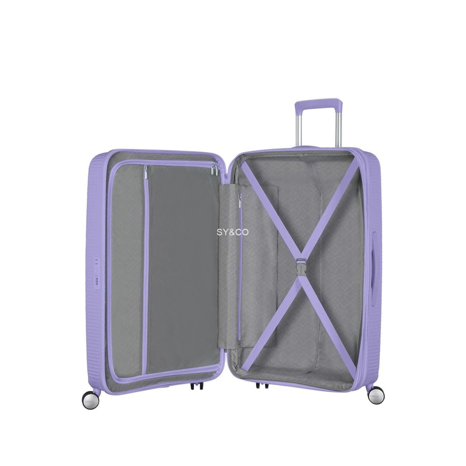 Maleta mediana American Tourister Soundbox lavanda 67cm extensible - Imagen 5