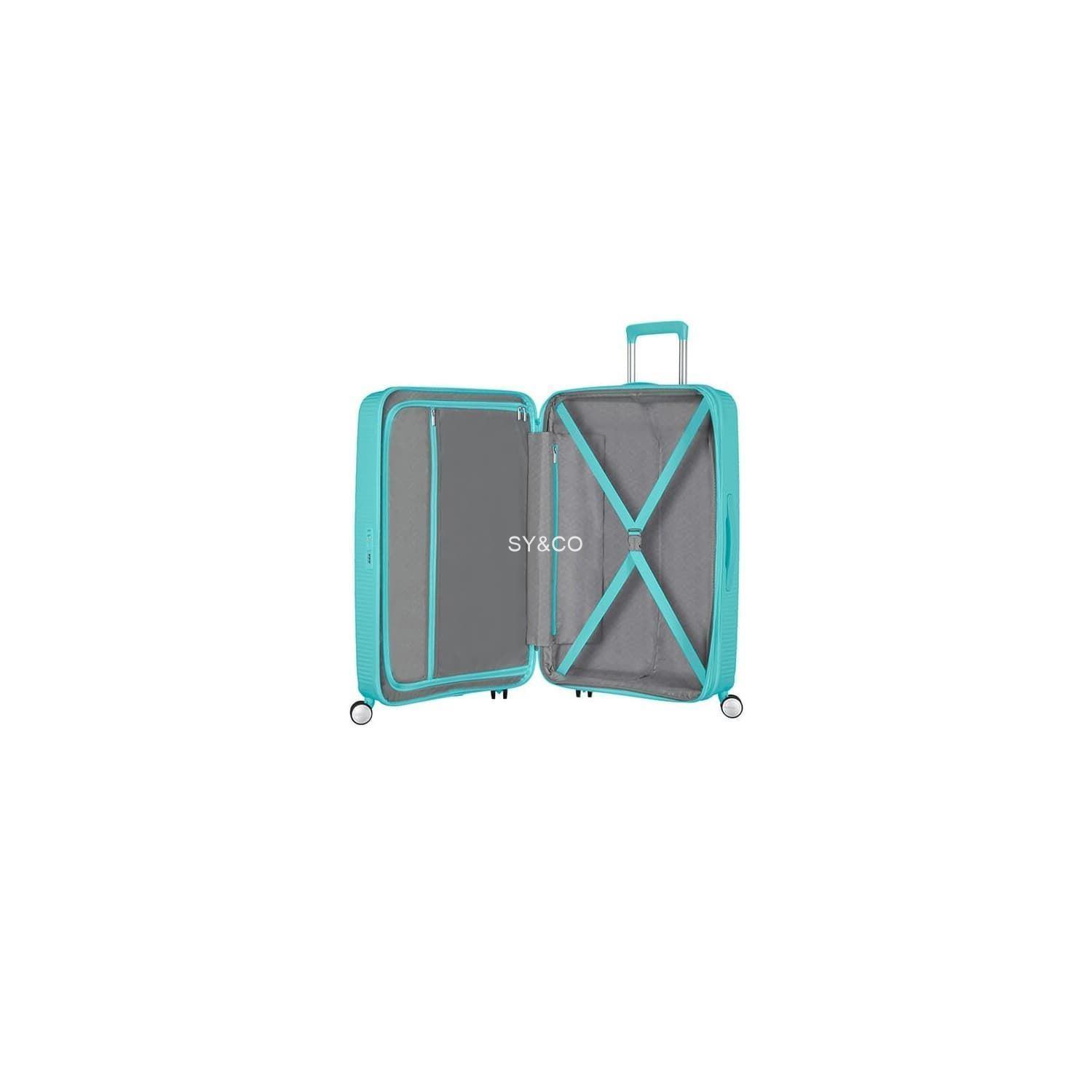 Maleta mediana American Tourister Soundbox turquesa 67cm extensible - Imagen 2