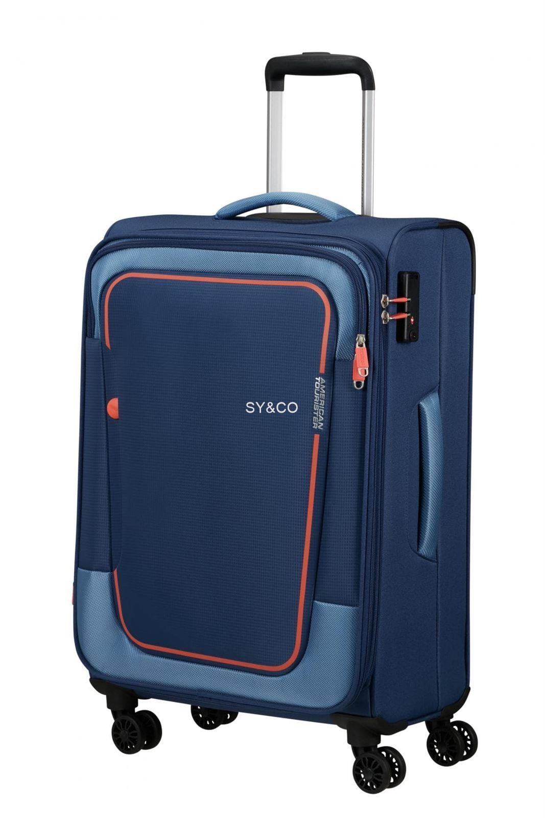 Maleta mediana extensible American Tourister Pulsonic azul - Imagen 1
