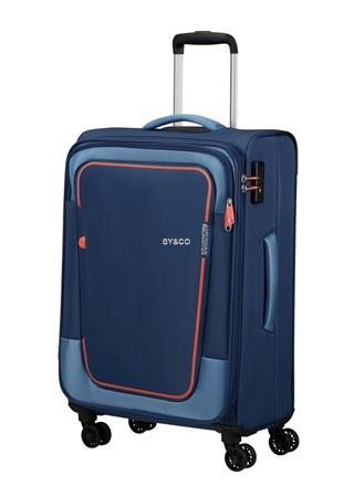 Maleta mediana extensible American Tourister Pulsonic azul - Imagen 1