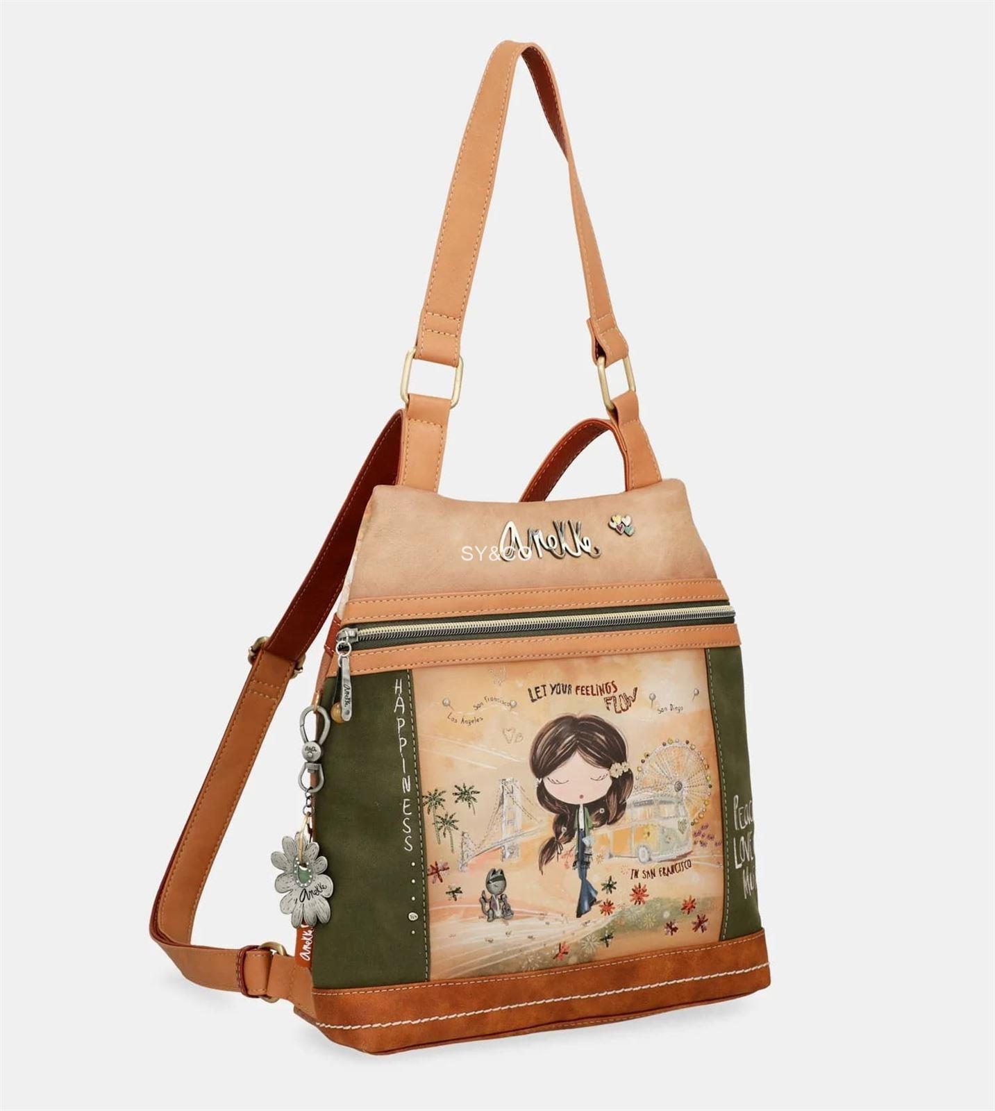 Mochila antirrobo Anekke Peace & Love Camel - Imagen 1
