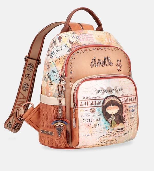 Mochila antirrobo étnica Anekke marron Menire - Imagen 1