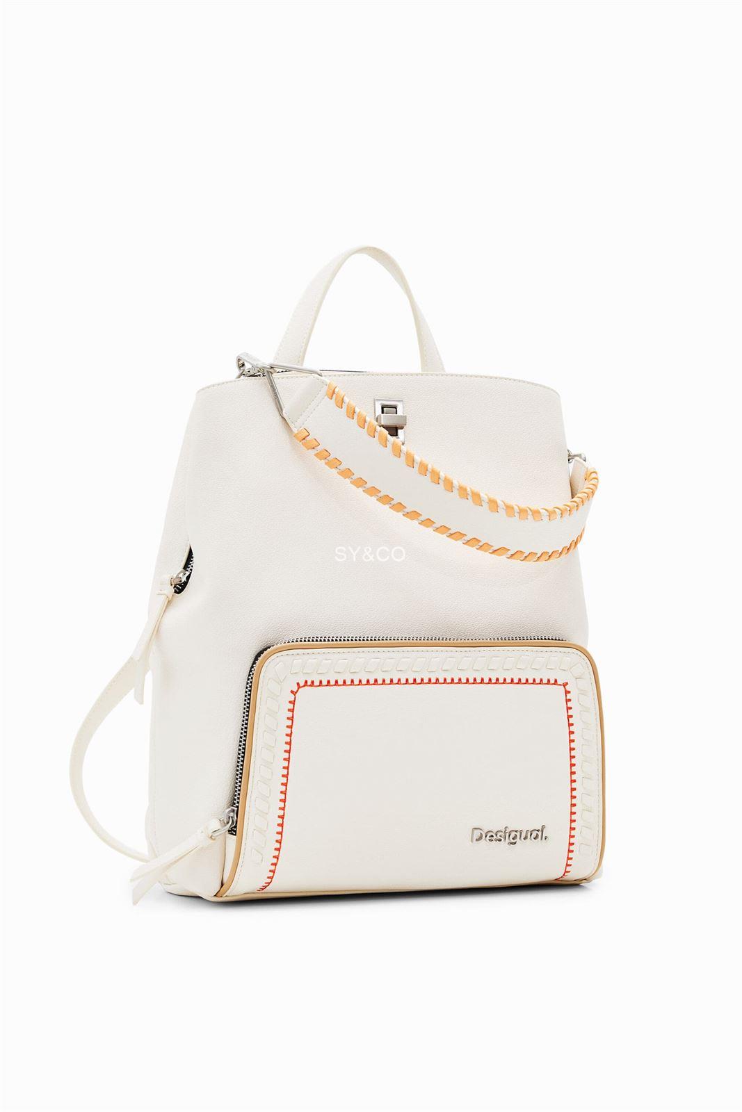 Mochila Desigual beige bordados Prime 24SAKP20 - Imagen 1