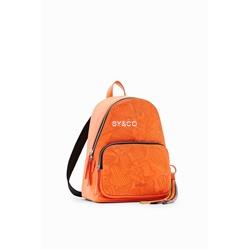 Mochila Desigual flores bordadas naranja Alpha 23SAKP25 - Imagen 1