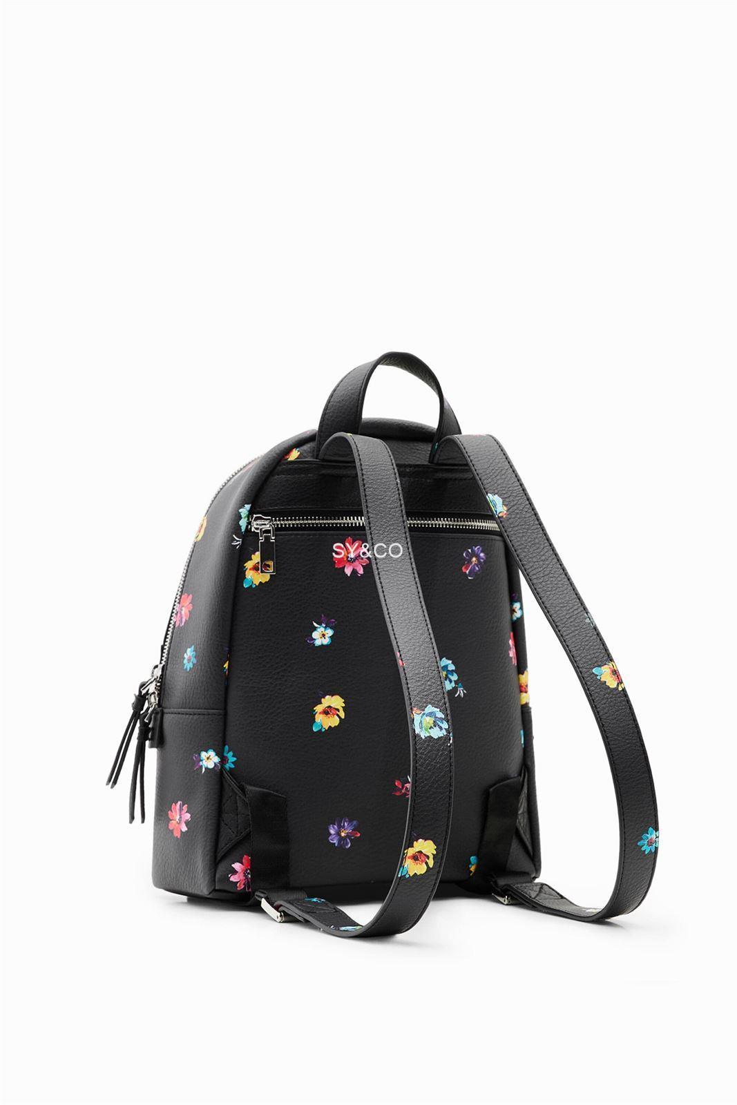 Mochila Desigual negra con flores 23SAKP34 Fresia - Imagen 3