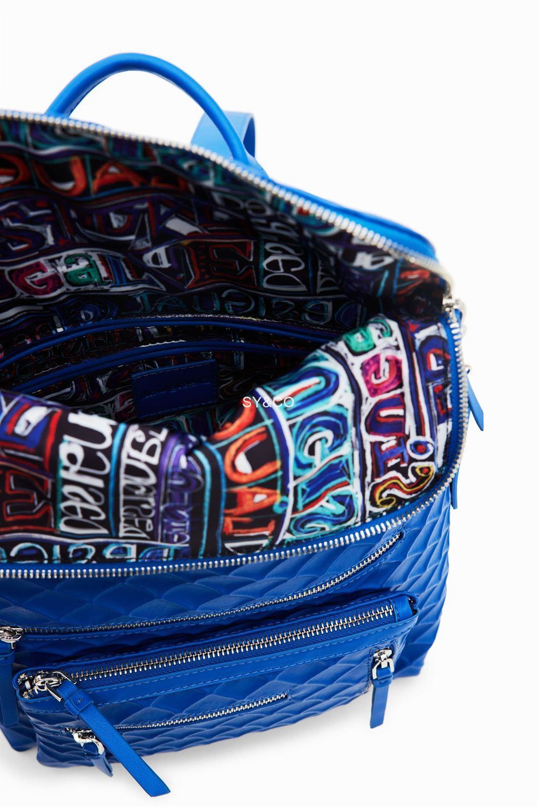 Mochila Desigual relieve rombos azul 23SAKP09 Blogy - Imagen 4