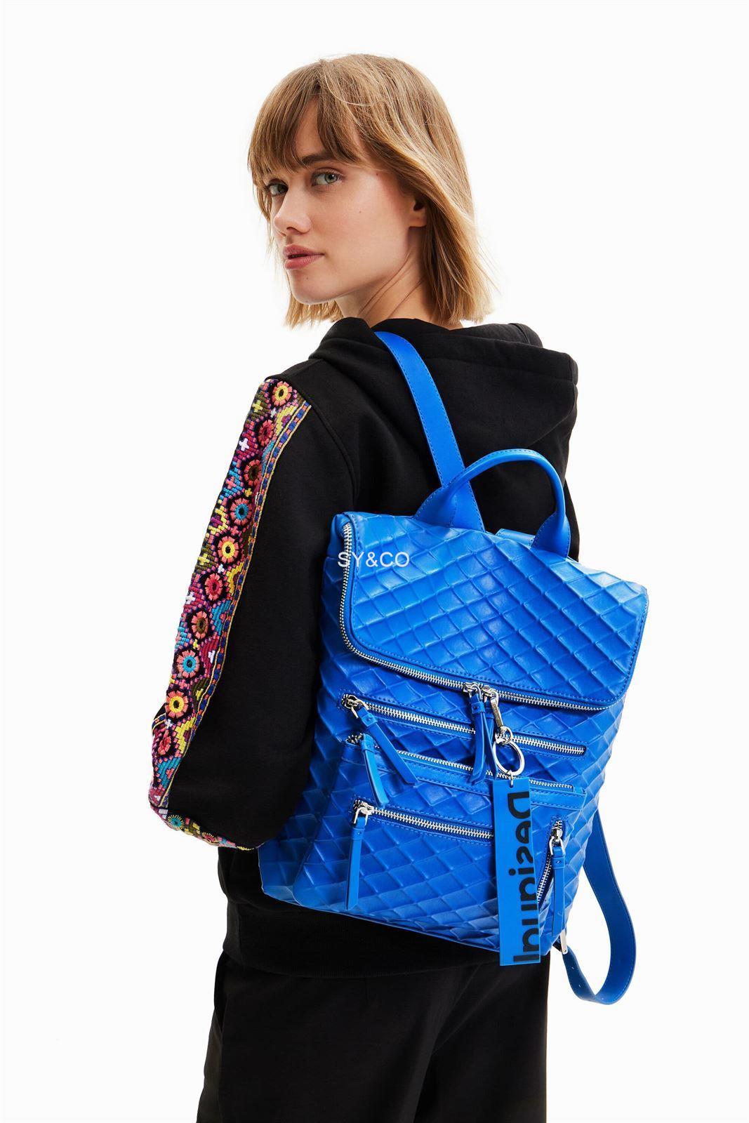 Mochila Desigual relieve rombos azul 23SAKP09 Blogy - Imagen 6