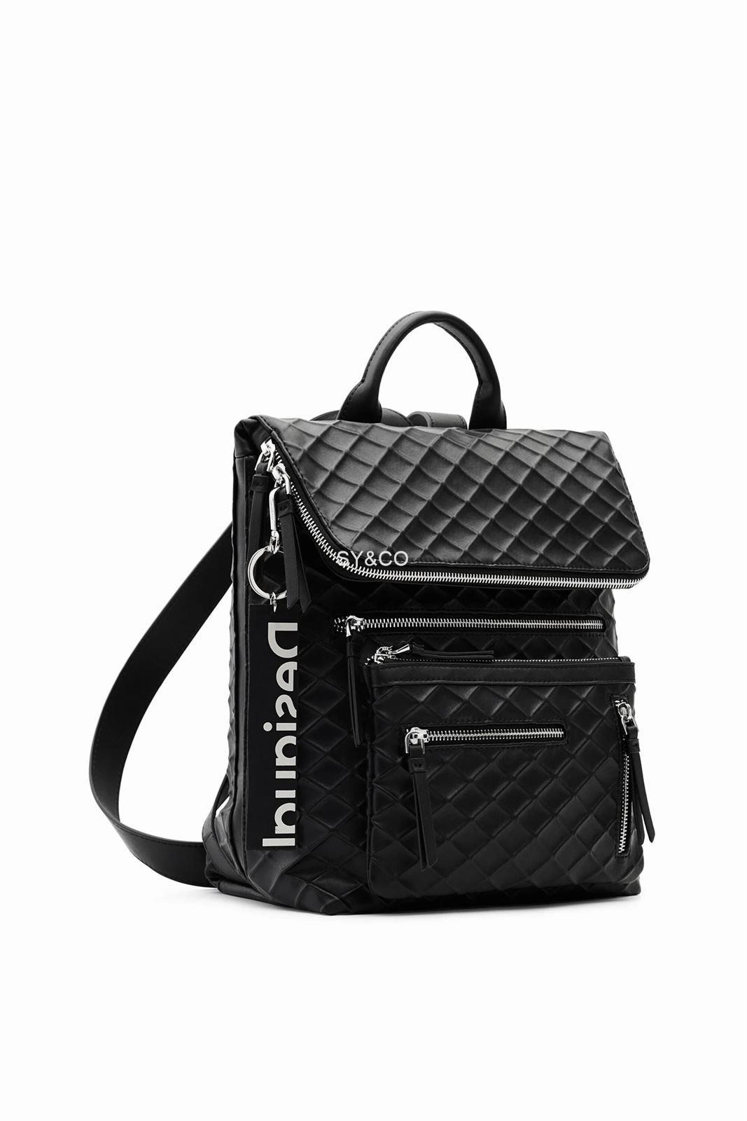 Mochila Desigual relieve rombos negro 23SAKP09 Blogy - Imagen 1