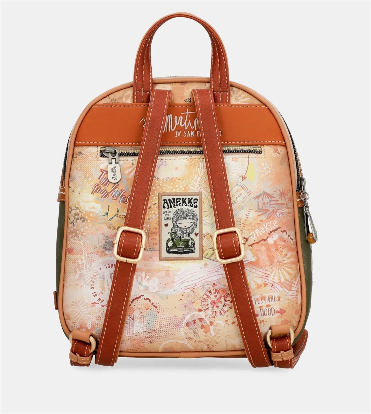 Mochila mediana Anekke Peace & Love Camel - Imagen 2