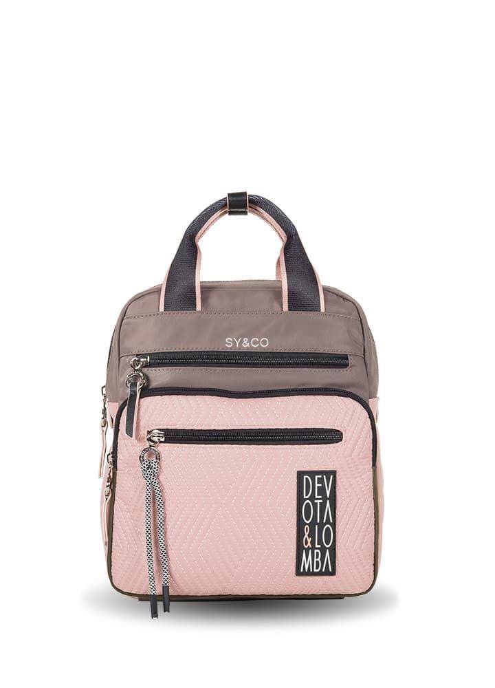 Mochila nylon Devota & Lomba combinada taupe y rosa Spell - Imagen 1