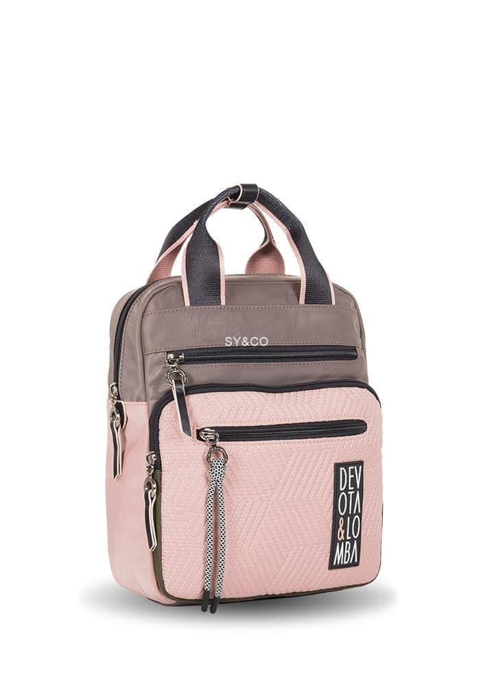 Mochila nylon Devota & Lomba combinada taupe y rosa Spell - Imagen 2