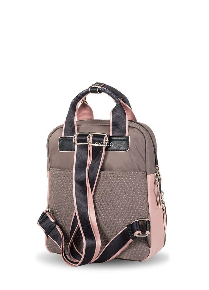 Mochila nylon Devota & Lomba combinada taupe y rosa Spell - Imagen 3