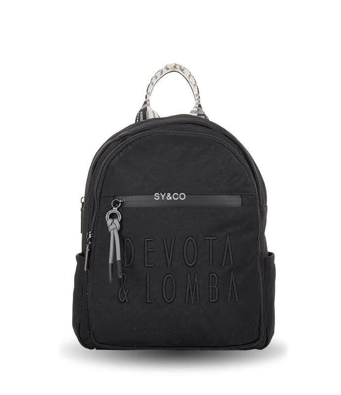 Mochila nylon Devota & Lomba negra logo bordado Match - Imagen 1