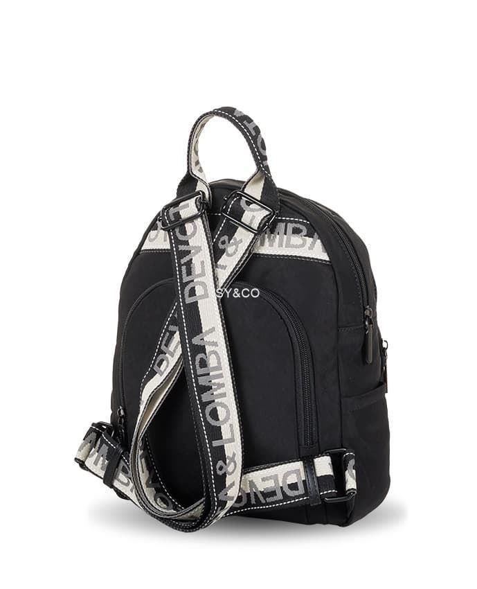 Mochila nylon Devota & Lomba negra logo bordado Match - Imagen 3