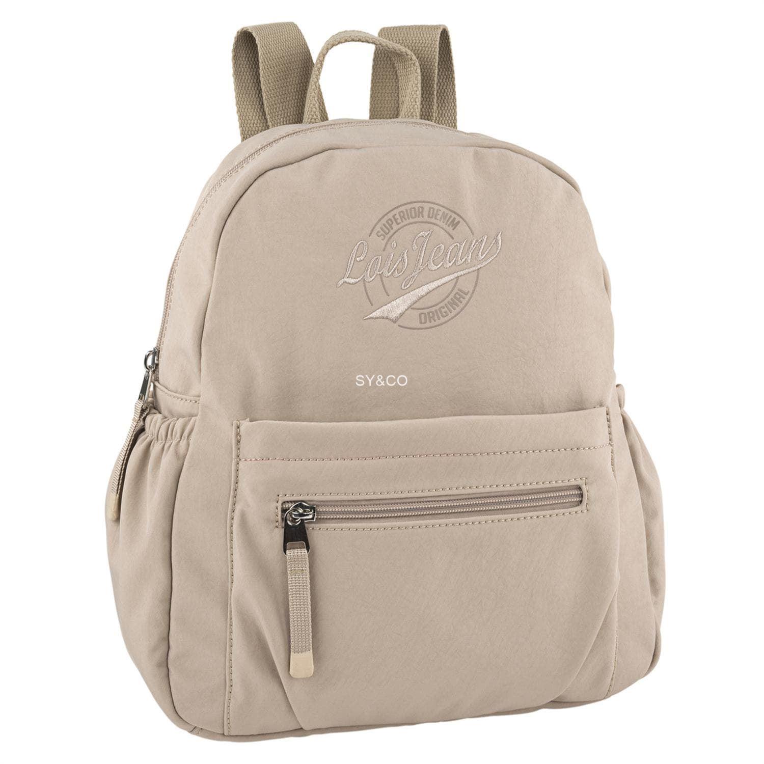 Mochila nylon Lois Pyramid beige - Imagen 1