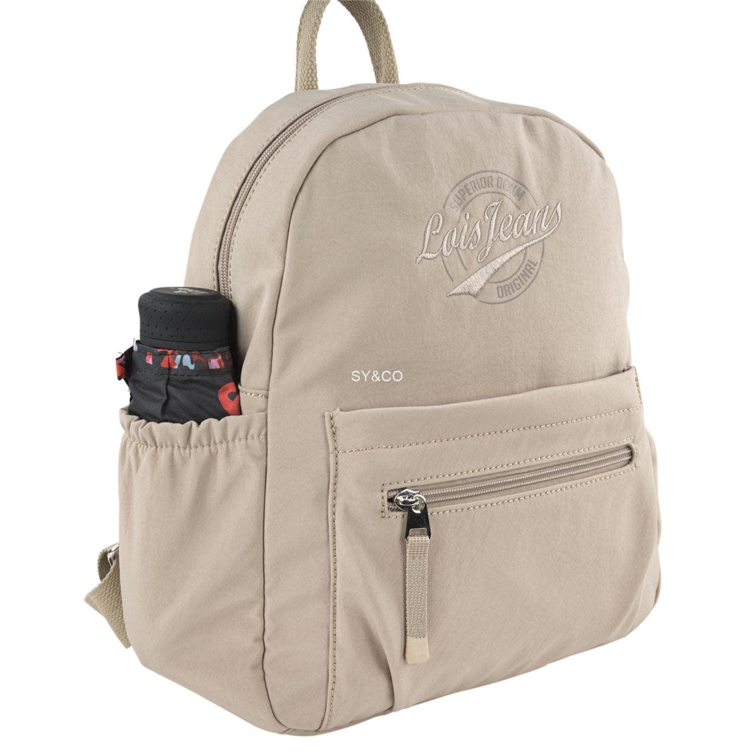 Mochila nylon Lois Pyramid beige - Imagen 4