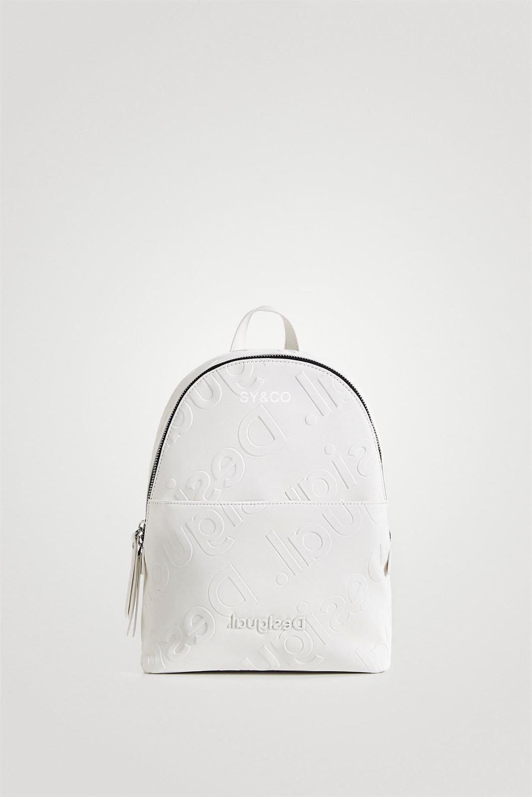 Mochila pequeña logos Desigual Colorama blanco 22SAKP11