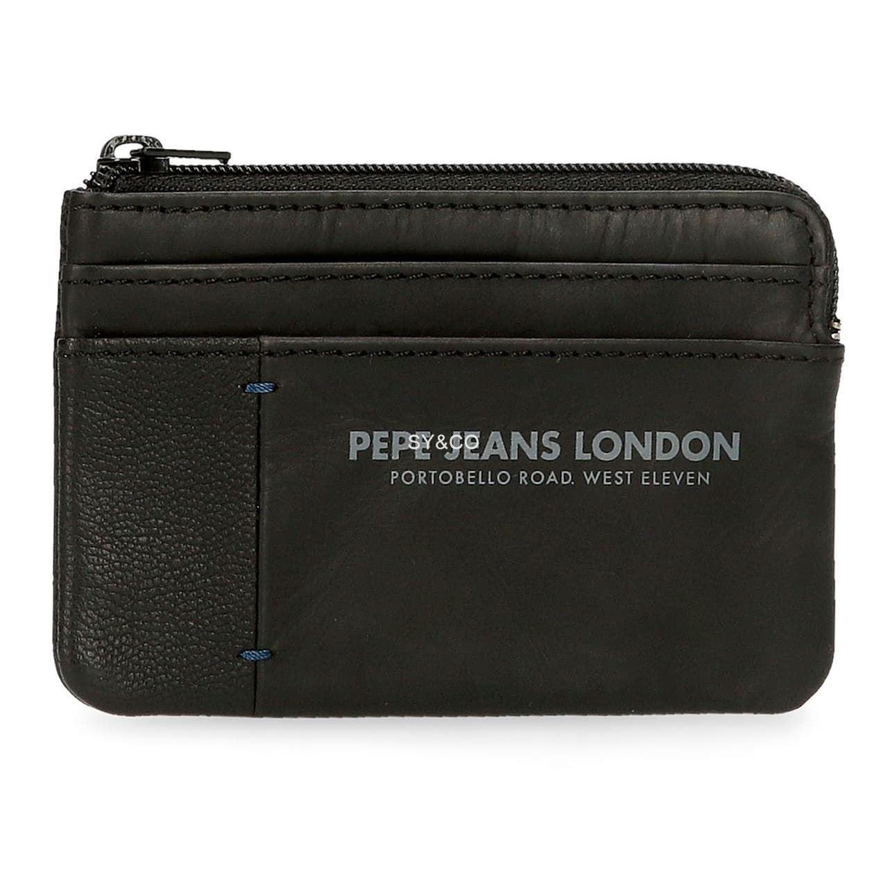 MONEDERO PIEL PEPE JEANS CUTTED NEGRO - Imagen 1